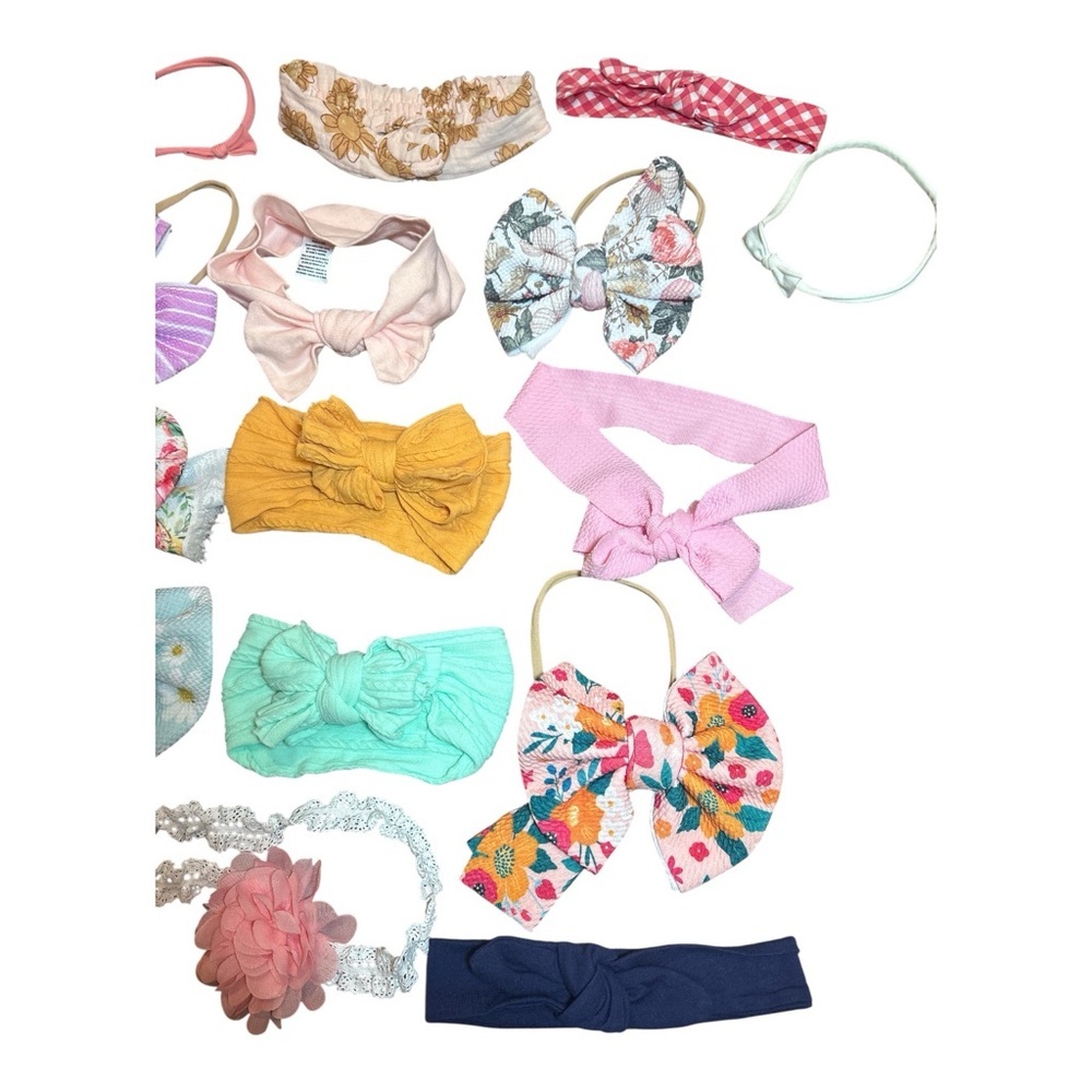 20 Pc Baby/Toddler Girl Headband & Bow Lot | Nylon, Turban, Floral, Boutique - Picture 2 of 3